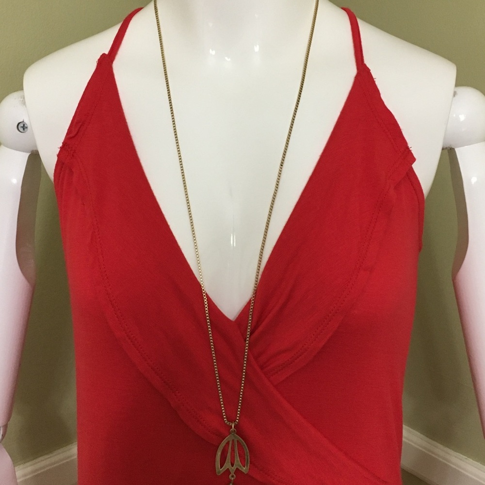 JW Sleeveless Wrap Red Ruffle Dress, sz L - Picture 4 of 8